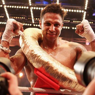 Beim Sat1.-Promiboxen 2013 gab's am 8.März was auf die Mütze. 