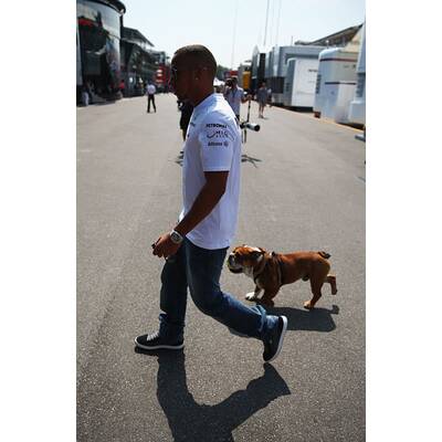 Formel-1-Pilot Lewis Hamilton liebt Hund Roscoe
