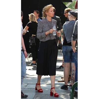 Uma Thurman am Set von 