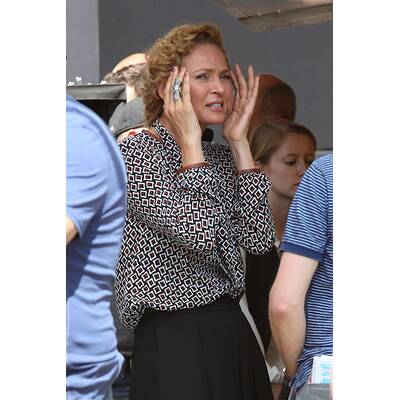 Uma Thurman am Set von 