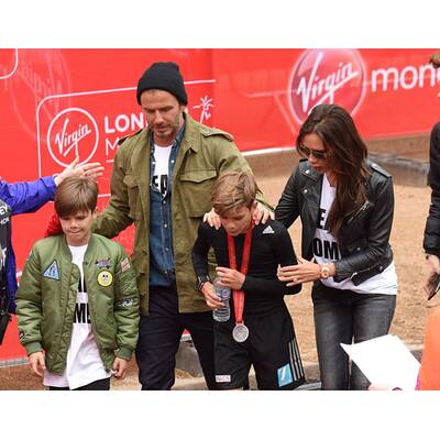Familie Beckham jubelt Romeo bei Charity-Lauf zu