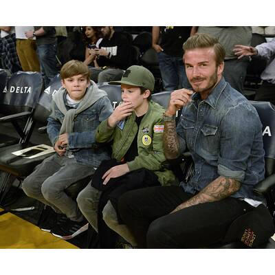 David Beckham: Mit Romeo & Cruz beim Basketball