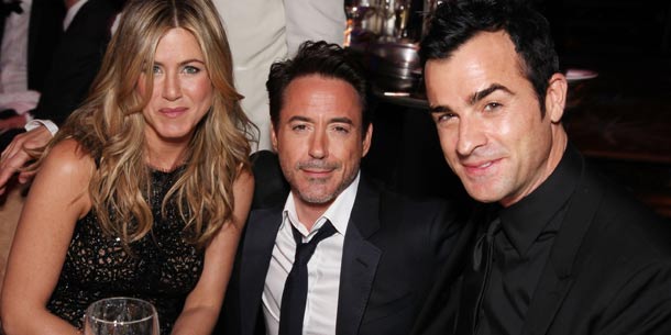 Jennifer Aniston & Justin Theroux mit Robert Downey Jr.