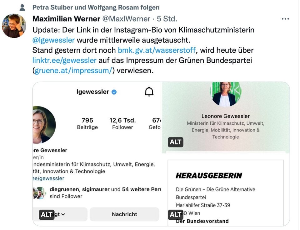 Sauber getrennt? Gewessler tauscht ihr Impressum aus