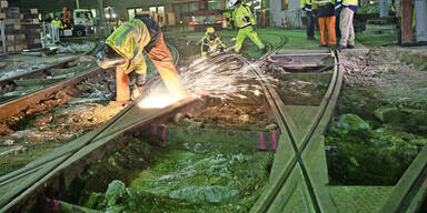 Wien Gleisarbeiten Stra&szlig;enbahn
