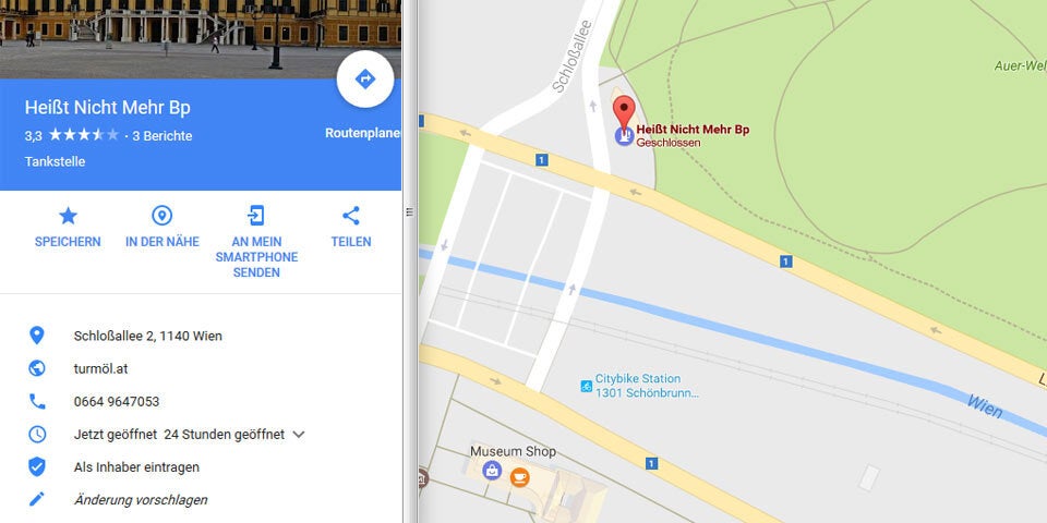 Witziger Google-Maps-Fehler begeistert Wien