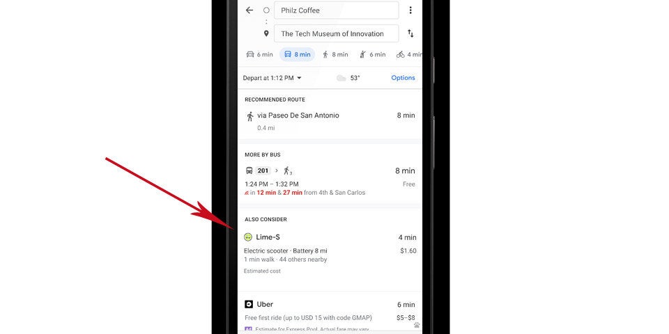 Google Maps zeigt in Wien E-Scooter an