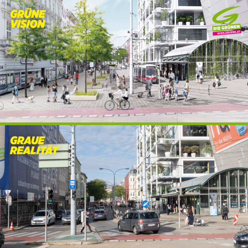Grüne fordern Tempo 30 beim Gürtel & Begegnungszone