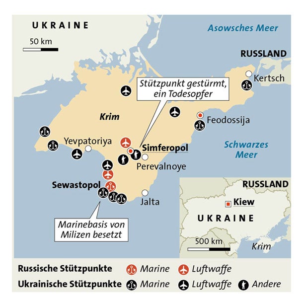Krim: Russen stürmen Militärbasen