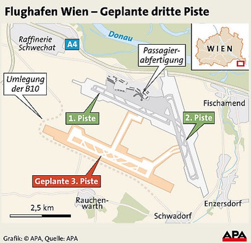 Grafik Flughafen Wien, Piste drei