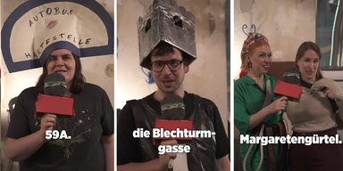 Gr&uuml;nen Margareten feiern Fasching als Bushaltestelle f&uuml;r den 59A