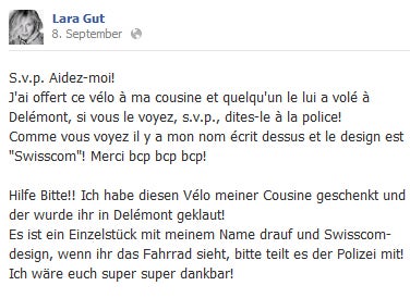 Ski-Beauty sucht Fahrraddieb auf Facebook