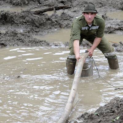 Aufräumen nach dem Hochwasser