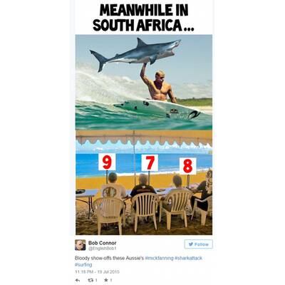 Surf-Star schlägt Hai: So lacht das Internet