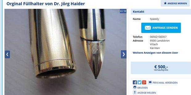 Füller von Jörg Haider auf willhaben.at
