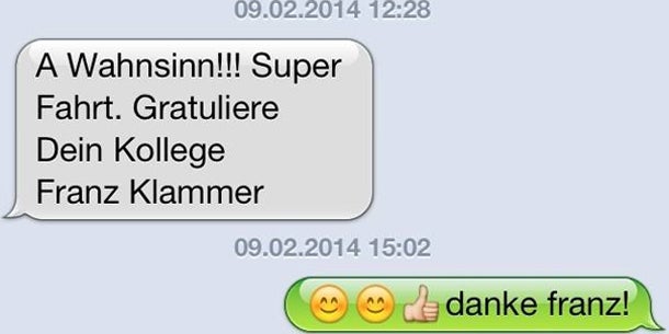 Franz Klammer gratuliert Matthias Mayer zum Olympia-Gold