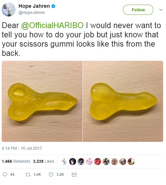 Gummischere von Haribo sieht aus wie ein Penis