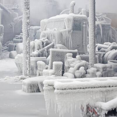 Feuerwehr vereist Kaufhaus