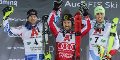 2020 war kein ÖSV-Star am Podest - 2019 gewann Marcel Hirscher das größte Slalom-Rennen der Welt