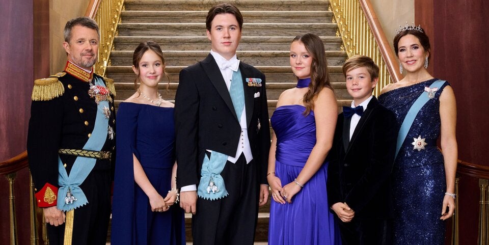 Stolze Eltern von vier Kindern: Frederik und Mary mit Josephine, Kronprinz Christian, Isabella und Vincent.