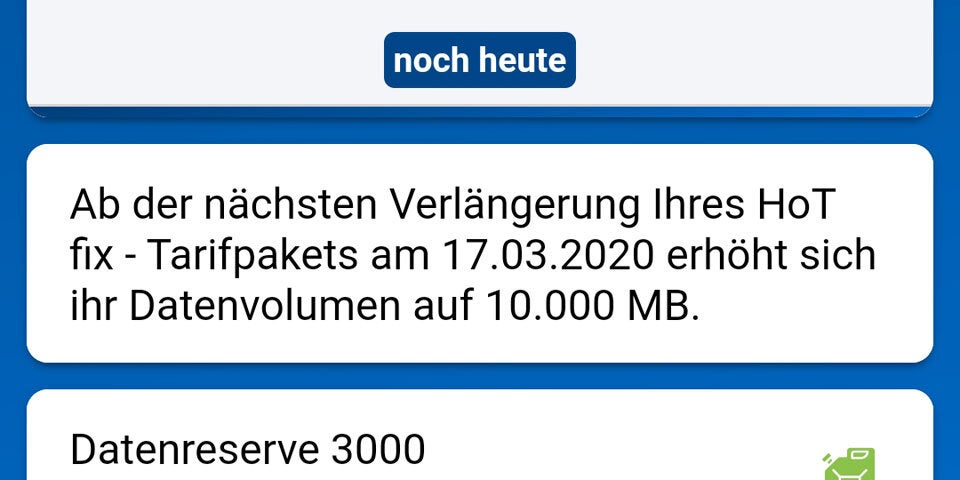 HoT-Kunden bekommen mehr Datenvolumen