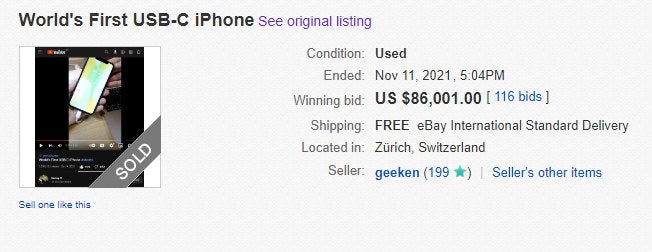 iPhone X mit USB-C-Anschluss für 86.001 Dollar verkauft