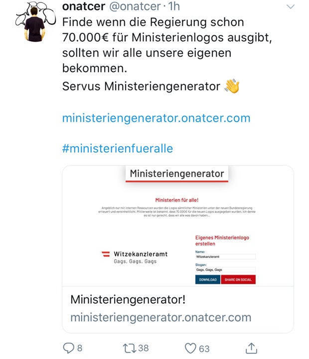 onatcer Ministeriengenerator