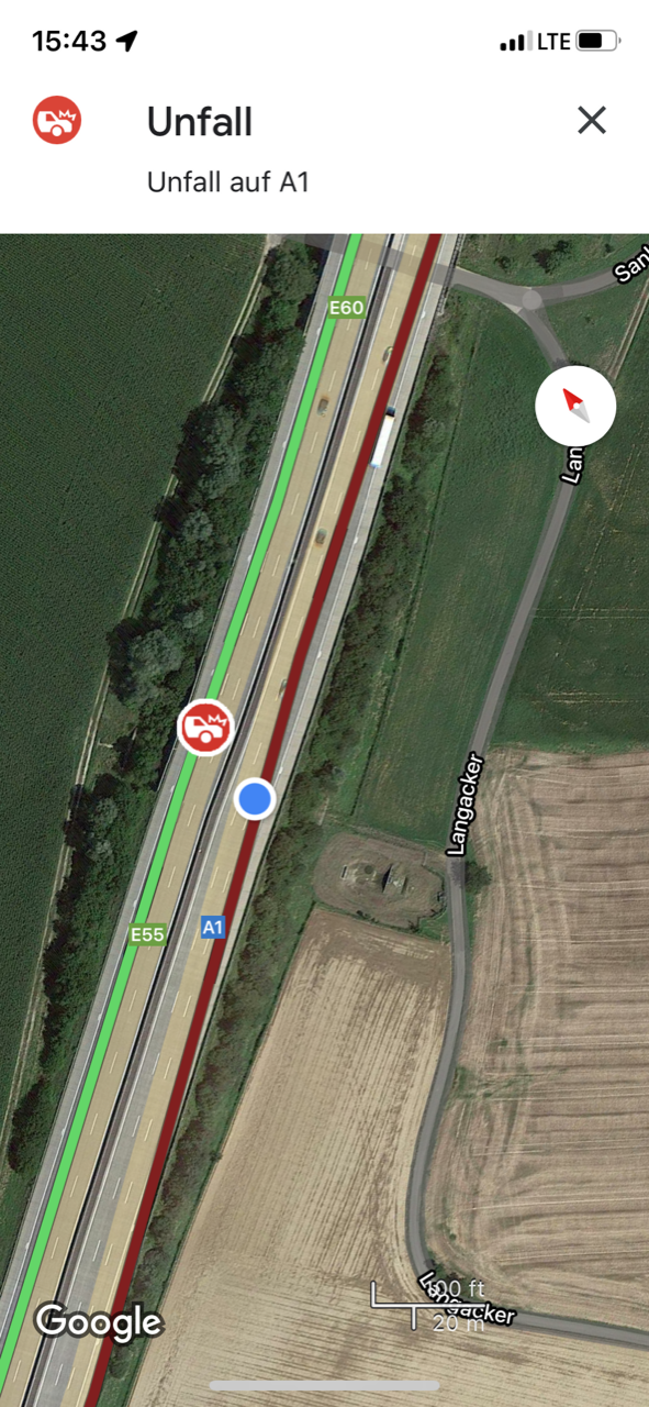 Stau-Chaos nach Unfall auf der A1