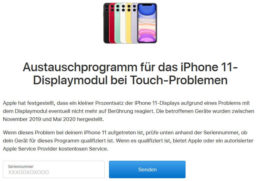 Apple tauscht Display beim iPhone 11 gratis aus