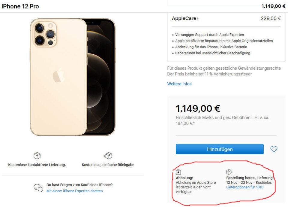 iPhone 12 & 12 Pro in Österreich schon ausverkauft