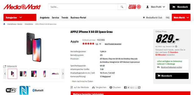 MediaMarkt verschleudert das iPhone X