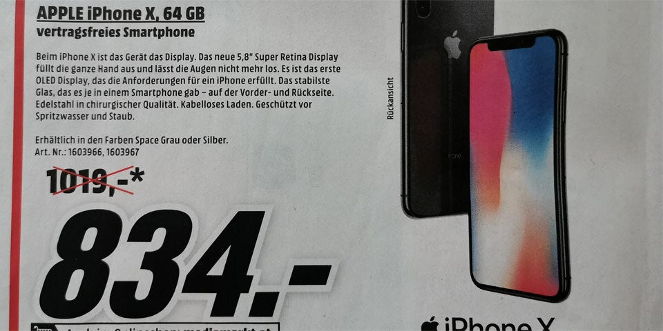 MediaMarkt verschleudert iPhone X & Galaxy S8+