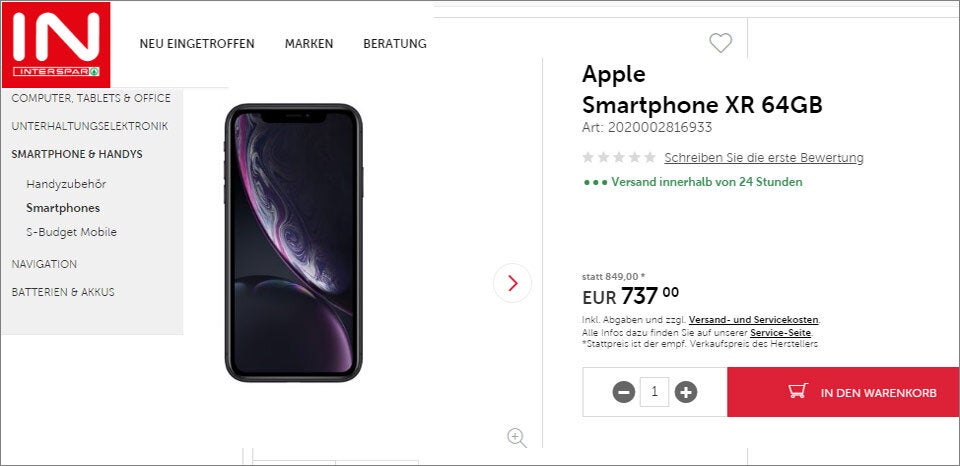 iPhone XR bei Interspar zum absoluten Kampfpreis