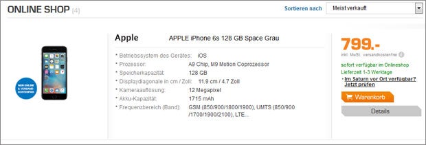 iPhone 6s bei Saturn zum Kampfpreis