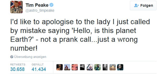 ISS-Astronaut ruft falsche Frau an