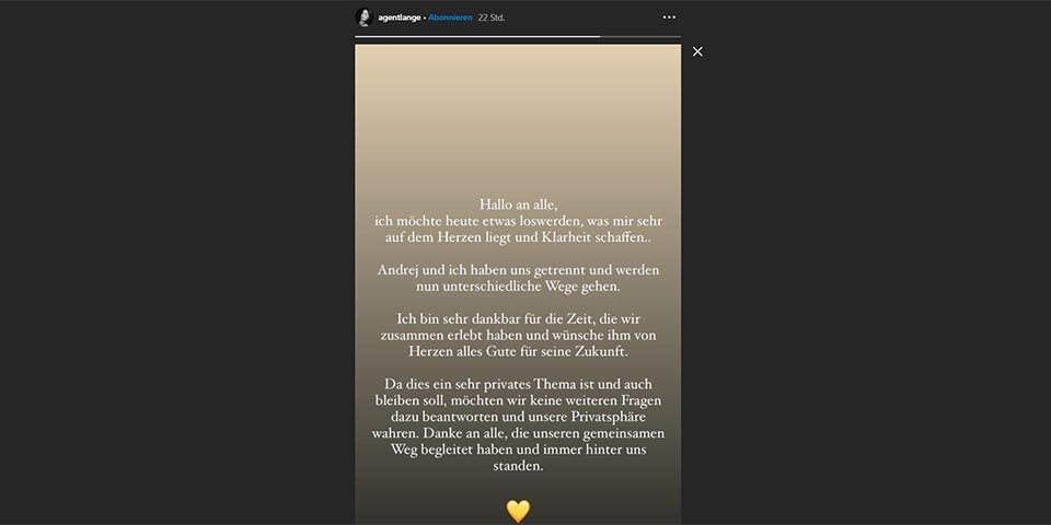 Bachelorpaar: Jenny und Andrej haben sich getrennt