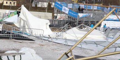 Beschädigte Dächer und umgestürzte Bäume