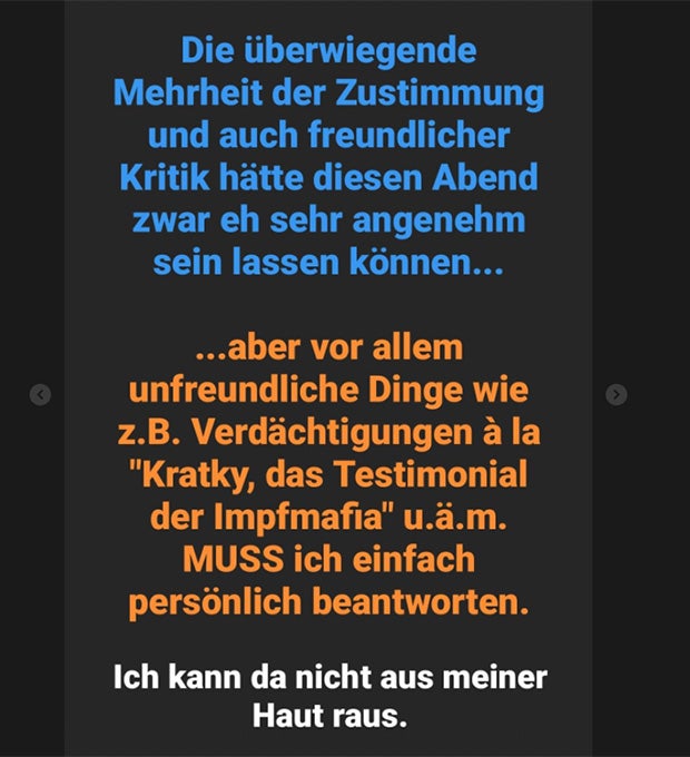 Ö3-Star Kratky auf Instagram von Impf-Gegnern attackiert