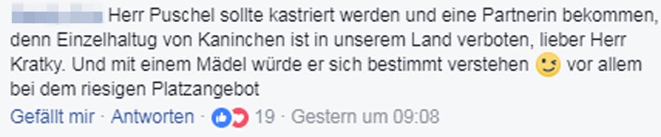 Kratky: Sorge um seinen Hasen Puschel