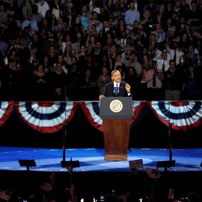 Obama feiert seinen Sieg in Chicago 