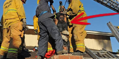 Liebestolle Frau blieb in Kamin stecken