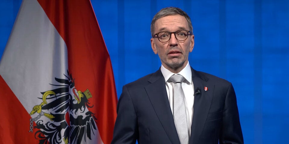 Herbert Kickl (FPÖ) in einer Videobotschaft zum Nationalfeiertag 2023