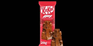 So sieht ein Riegel der geklauten Kitkat-F1-Schokoladenserie aus.