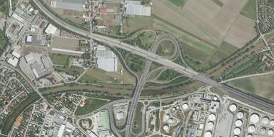 Sperre der Auffahrt im Knoten Schwechat S1