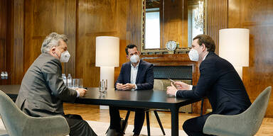 Werner Kogler, Wolfgang Mückstein, Sebastian Kurz