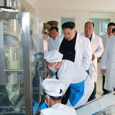 Irrer Kim bei einer Fabrikbesichtigung 