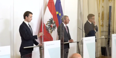 kurz fa&szlig;mann und anschober bei corona pressekonferenz