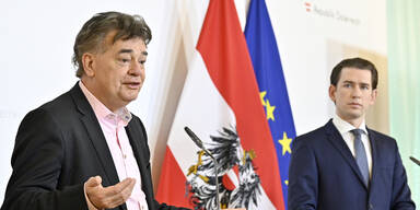kurz und kogler bei pressekonferenz