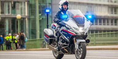 Wei&szlig;e Maus Bike-Polizist Motorrad-Polizei
