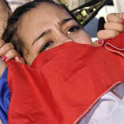 Larissa weinte bei Paraguays WM-Out